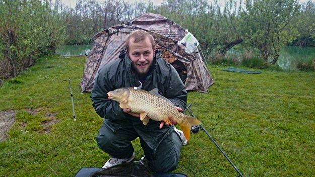 Morning and his very first Common Carp at M & B Fishery